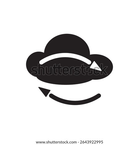 Cloud satellite orbit icon vector. Cloud icon with orbiting band, ideal for global cloud tech themes.