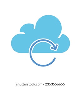 Cloud saving with spiral line icon. Internet, world wide web, information, data transfer, storage. Vector colored icon on a white background for business