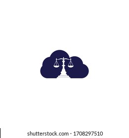 Cloud and Scale of justice logo design. Law firm, lawyer or law office symbol.