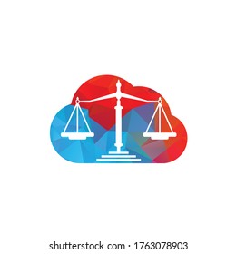 Diseño del logo de Cloud and Scale of Justice. Símbolo de bufete, abogado o despacho de abogados.
