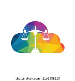 Cloud and Scale of justice logo design. Law firm, lawyer or law office symbol.