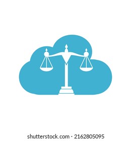 Cloud and Scale of justice logo design. Law firm, lawyer or law office symbol.