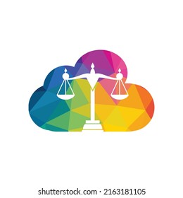 Cloud and Scale of justice logo design. Law firm, lawyer or law office symbol.