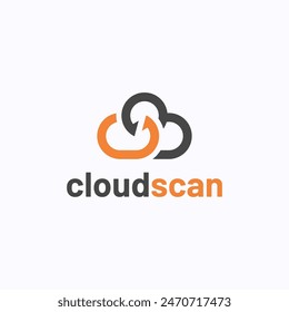 Cloud scan logo design template. Vector illustration