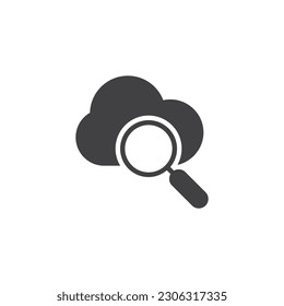 Cloud scan vector icon. filled flat sign for mobile concept and web design. Magnifier and Cloud glyph icon. Symbol, logo illustration. Vector graphics