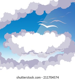 Cloud scape with seaguls