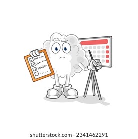 the cloud schedule list vector. cartoon character