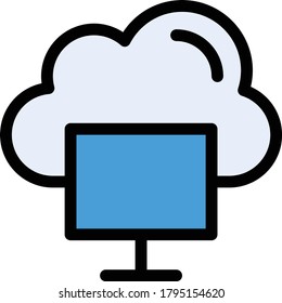 cloud screen vector  flat color icon
