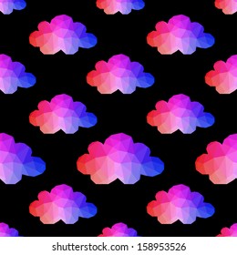 cloud seamless pattern. background made of triangles Square composition with geometric shapes. Weather backdrop. Weather template.