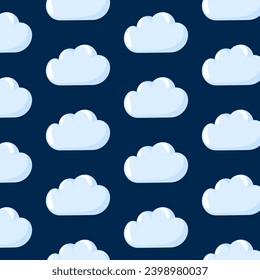 Cloud seamless pattern in cartoon style. Background for child room, package, nursery wallpaper, textile, fabric prints, wrapping paper. Vector illustration.