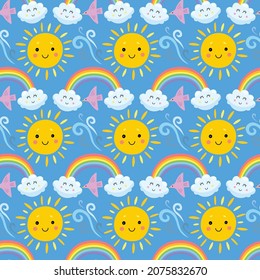 Cloud Seamless Pattern Design. Vector illustration