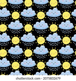 Cloud Seamless Pattern Design. Vector illustration