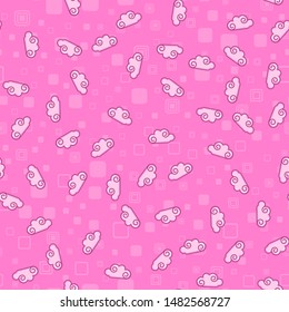 Cloud seamless pattern on white background. Paper print design. Abstract retro vector illustration. Trendy textile, fabric, wrapping. Modern space decoration.