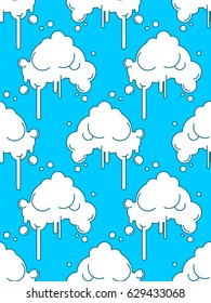 Cloud seamless pattern. Sky background. Abstract cloud with rain on white background
