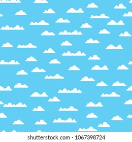 Cloud seamless pattern. Vector background.