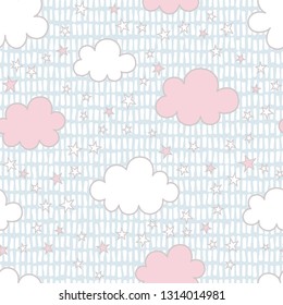 Cloud seamless pattern. Vector background