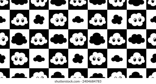 cloud seamless pattern vector cartoon checked repeat background scarf isolated animal tile wallpaper gift wrapping paper illustration doodle design