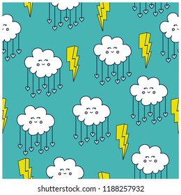 Cloud seamless pattern.Cloud,flash drawing.Cute illustration for kids.Vector illustration design for fashion fabrics, textile graphics, prints, wallpapers and other uses.