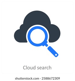 Cloud Search and find icon concept