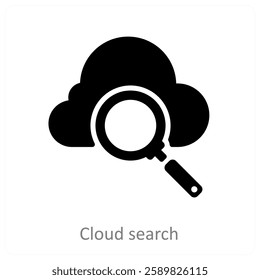 Cloud Search and find icon concept