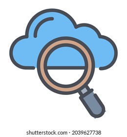 Cloud-Suche flach Linie Design, SEO und Web-flach Design für mobile Konzepte und Web-Apps. Kollektion von modernem Infografik-Logo und Piktogramm.