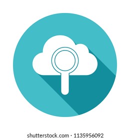 cloud search icon in Flat long shadow style on white background