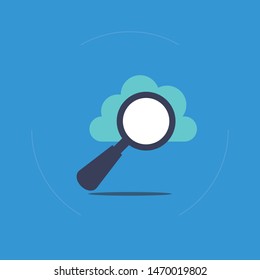 Cloud Search Icon Flat Style Isolated Vector Illustration