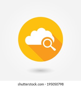 Cloud search icon in flat style with long shadow