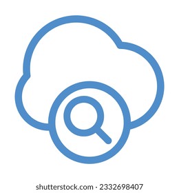 cloud with search icon isolated on white background