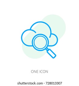 Cloud Search Icon Line Style Isolated Vector Illustration