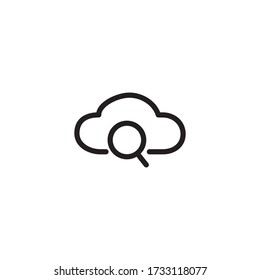 Cloud search icon. Magnifying glass and cloud computing sign. Line icon design.
