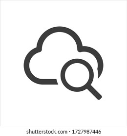 Icono de búsqueda en nube sobre fondo blanco