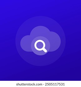Icono de búsqueda en la nube, diseño transparente