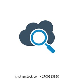 Cloud, search icon (vector illustration)