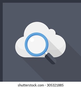 Cloud search icon, vector illustration. Flat design style with long shadow,eps10