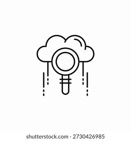 cloud search magnifier icon sign vector