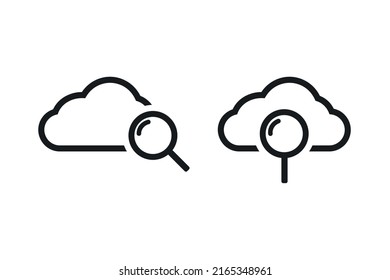 Cloud search. Cloud with magnifying glss. Vector illustration