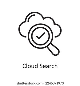 Cloud Search Outline Icon Design illustration. Web Hosting And Cloud Services Symbol on White background EPS 10 File