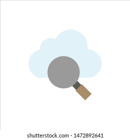 Cloud, Search, Research  Flat Color Icon. Vector icon banner Template