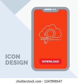cloud, search, storage, technology, computing Line Icon in Mobile for Download Page