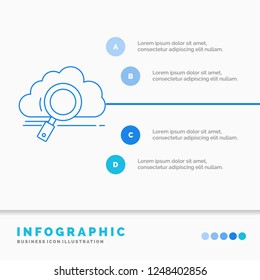 cloud, search, storage, technology, computing Infographics Template for Website and Presentation. Line Blue icon infographic style vector illustration