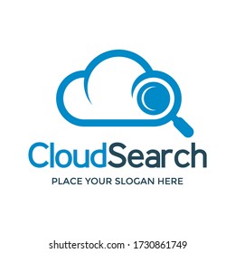 Cloud search vector logo template. This design use magnifying glass symbol. Suitable for find and technology business.
