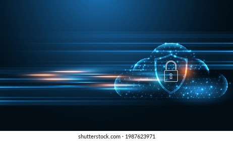 Cloud Security Concept Cybersecurity Digital Concept Abstract Technology Background Protect System Innovation Vector Illustration
