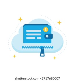 Concepto de seguridad en la nube para almacenamiento financiero Protección de billetera digital Vector de diseño plano Ilustración de ui de estado vacío