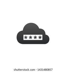 Cloud Security Concept. Password protected data. Cloud icon locked with password. Vector illustration isolated on white background