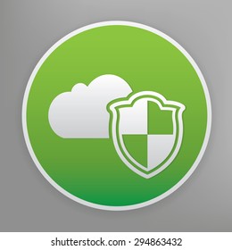 Cloud security design icon on green button,clean vector