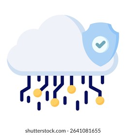 Cloud security flat color icon. Simple vector icon design in flat color style. Editable vector format