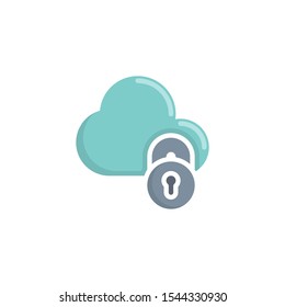 Cloud security flat icon, vector sign, Private cloud colorful pictogram isolated on white. Symbol, logo illustration. Flat style design