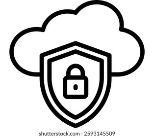 Cloud Security Glyph Icon Design For Personal nad Commercial Use