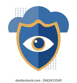 Nube con un icono de seguridad. Escudo de protección de ciberseguridad. Ilustración vectorial plana